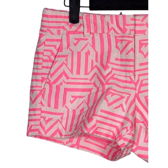 J.Crew Chino Tiki Stretch Shorts Mid Waisted Shorts 2 Neon Azalea Pink White - Picture 4 of 15